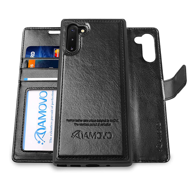 Samsung Galaxy Note 10 Modern Basic Wallet Case (Black) - Marnics Mobile