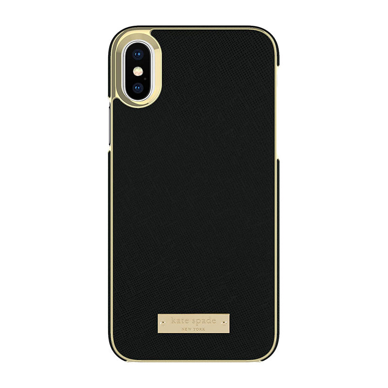 Kate Spade - Wrap Case Saffiano Black Gold Plate for iPhone XS Max