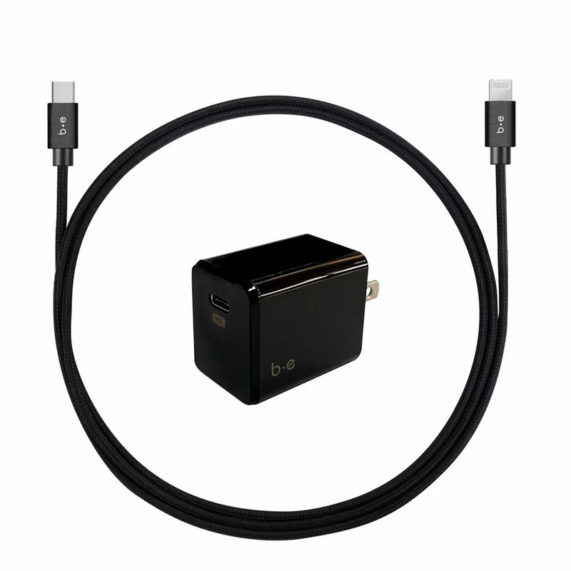 Blu Element - Wall Charger USB-C 20W PD with USB-C to Lightning Cable 4ft Black