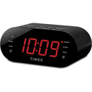 FM Dual Alarm Clock Radio with USB Charging Black